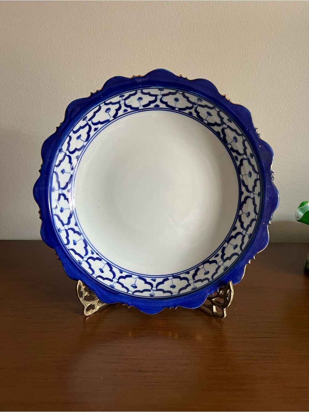 Hand-Painted Blue Ceramic Decorative Bowl